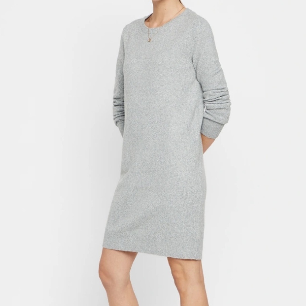 Vero Moda Gray Doffy Long Sleeve Knit Crew Neck Sweater Dress Size S